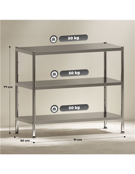 HOMCOM 3-Tier Bakers Rack with Storage, Stainless Steel Microwave Stand with Adjustable Shelves for Small Spaces, Kitchen Storag - pic 171008 | FastDaddyshop