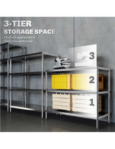HOMCOM 3-Tier Bakers Rack with Storage, Stainless Steel Microwave Stand with Adjustable Shelves for Small Spaces, Kitchen Storag