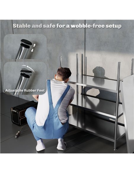 HOMCOM 4-Tier Bakers Rack with Storage, Stainless Steel Microwave Stand with Adjustable Shelves for Small Spaces, Kitchen Storag - pic 171021 | FastDaddyshop