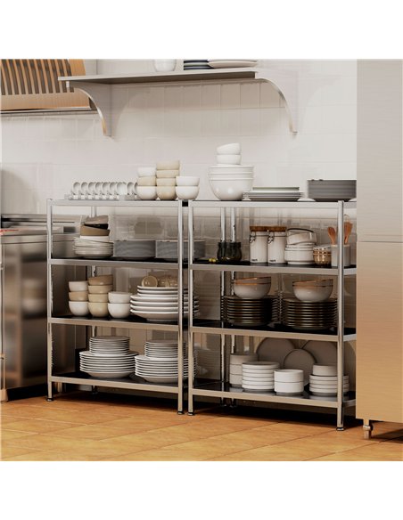 HOMCOM 4-Tier Bakers Rack with Storage, Stainless Steel Microwave Stand with Adjustable Shelves for Small Spaces, Kitchen Storag - pic 171023 | FastDaddyshop