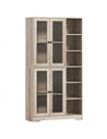 HOMCOM Multi-Storage Kitchen Cabinet, with Glass Doors - Grey Wood-Effect