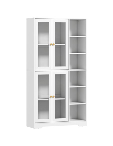 HOMCOM Multi-Storage Kitchen Cabinet, with Glass Doors - White Wood-Effect - pic 171051 | FastDaddyshop