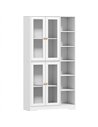 HOMCOM Multi-Storage Kitchen Cabinet, with Glass Doors - White Wood-Effect