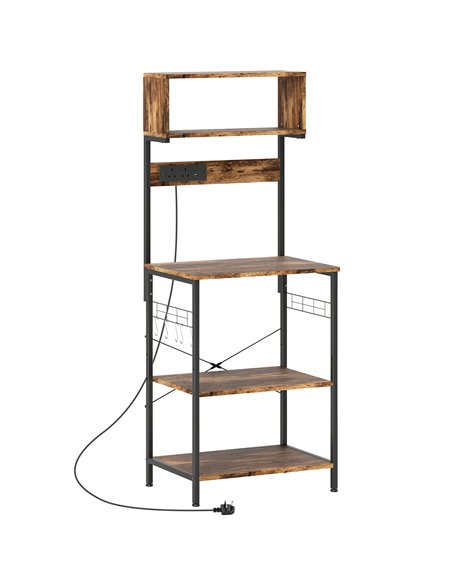 HOMCOM Bakers Rack with Power Outlet, USB Charger, Microwave Stand with Adjustable Shelves, 5 Hooks for Small Spaces, Kitchen St - pic 171060 | FastDaddyshop