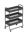 HOMCOM 3-Tier Storage Trolley on Wheels, Rolling Utility Cart with Mesh Backets for Kitchen, Bathroom, Bedroom, Black