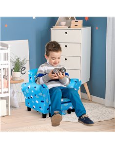 Homcom Kids Cloud-Design Chair with Footrest, Blue 2
