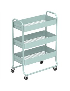 HOMCOM 3-Tier Storage Trolley on Wheels, Rolling Utility Cart with Mesh Backets for Kitchen, Bathroom, Bedroom, Light Green