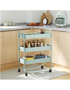 HOMCOM 3-Tier Storage Trolley on Wheels, Rolling Utility Cart with Mesh Backets for Kitchen, Bathroom, Bedroom, Light Green 2