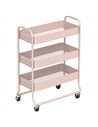 HOMCOM 3-Tier Storage Trolley on Wheels, Rolling Utility Cart with Mesh Backets for Kitchen, Bathroom, Bedroom, Light Pink