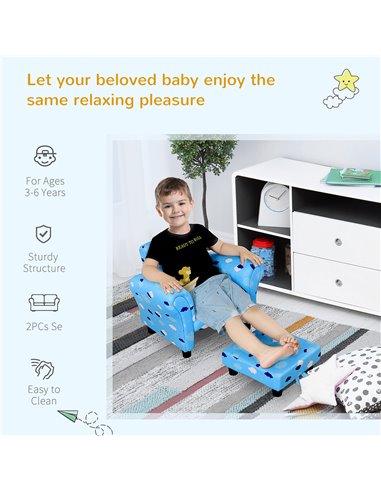 Homcom Kids Cloud-Design Chair with Footrest, Blue