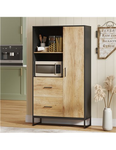 HOMCOM Tall Kitchen Cupboard, Freestanding Kitchen Pantry Cabinet with Adjustable Shelves, Drawers and Soft Close Door, 160cm