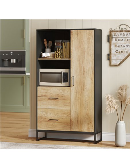 HOMCOM Tall Kitchen Cupboard, Freestanding Kitchen Pantry Cabinet with Adjustable Shelves, Drawers and Soft Close Door, 160cm - pic 171133 | FastDaddyshop