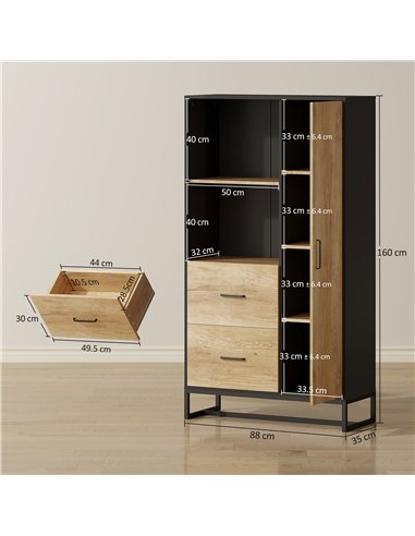 HOMCOM Tall Kitchen Cupboard, Freestanding Kitchen Pantry Cabinet with Adjustable Shelves, Drawers and Soft Close Door, 160cm