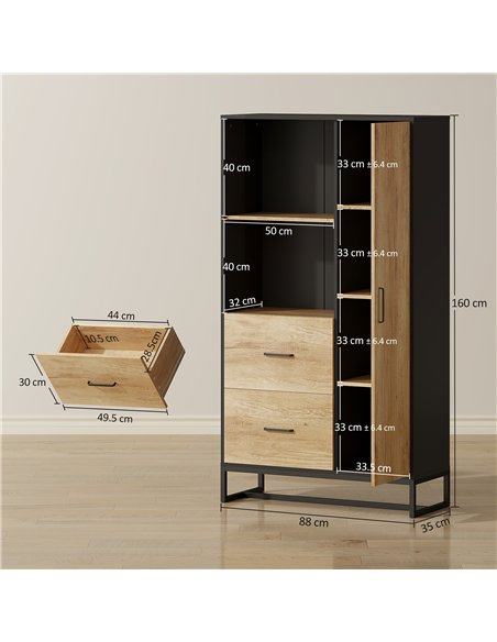 HOMCOM Tall Kitchen Cupboard, Freestanding Kitchen Pantry Cabinet with Adjustable Shelves, Drawers and Soft Close Door, 160cm - pic 171134 | FastDaddyshop