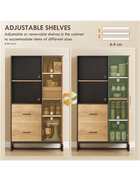 HOMCOM Tall Kitchen Cupboard, Freestanding Kitchen Pantry Cabinet with Adjustable Shelves, Drawers and Soft Close Door, 160cm - pic 171137 | FastDaddyshop