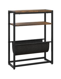 HOMCOM Narrow Side Table, End Table with 3-Tier Storage, V-Shaped Magazine Holder for Living Room, Bedroom, 43 x 18 x 56 cm, Ru
