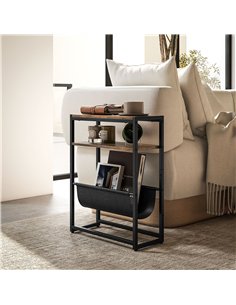 HOMCOM Narrow Side Table, End Table with 3-Tier Storage, V-Shaped Magazine Holder for Living Room, Bedroom, 43 x 18 x 56 cm, Ru 2