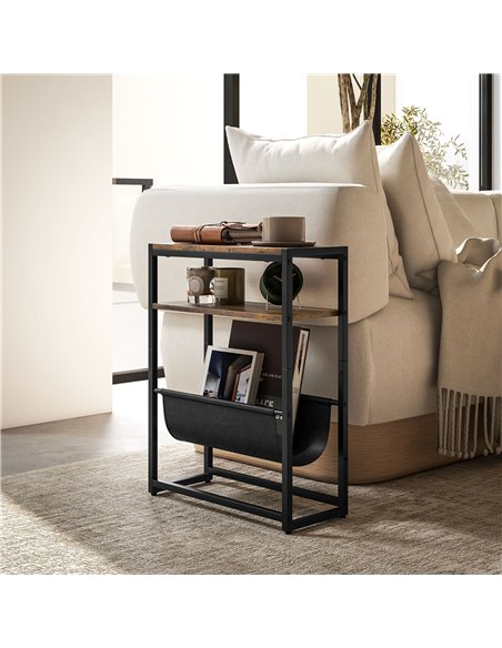 HOMCOM Narrow Side Table, End Table with 3-Tier Storage, V-Shaped Magazine Holder for Living Room, Bedroom, 43 x 18 x 56 cm, Ru - pic 171142 | FastDaddyshop