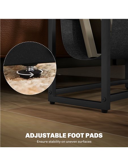 HOMCOM Narrow Side Table, End Table with 3-Tier Storage, V-Shaped Magazine Holder for Living Room, Bedroom, 43 x 18 x 56 cm, Ru - pic 171146 | FastDaddyshop