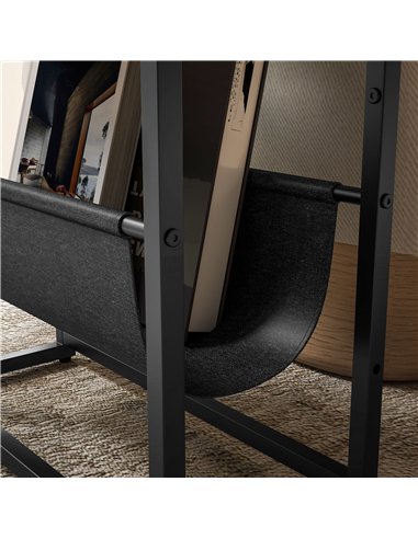 HOMCOM Narrow Side Table, End Table with 3-Tier Storage, V-Shaped Magazine Holder for Living Room, Bedroom, 43 x 18 x 56 cm, Ru