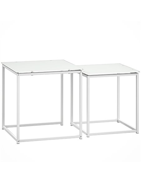 HOMCOM Nest of Tables, Set of 2 Coffee Table, Side Tables with Tempered Glass Desktop and Metal Frame for Living Room, Bedroom,  - pic 171150 | FastDaddyshop