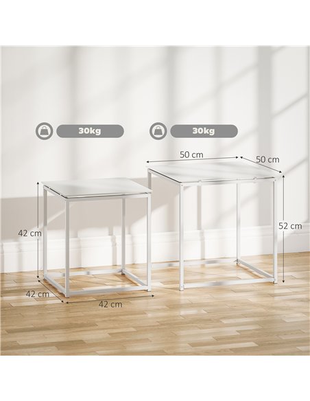 HOMCOM Nest of Tables, Set of 2 Coffee Table, Side Tables with Tempered Glass Desktop and Metal Frame for Living Room, Bedroom,  - pic 171152 | FastDaddyshop