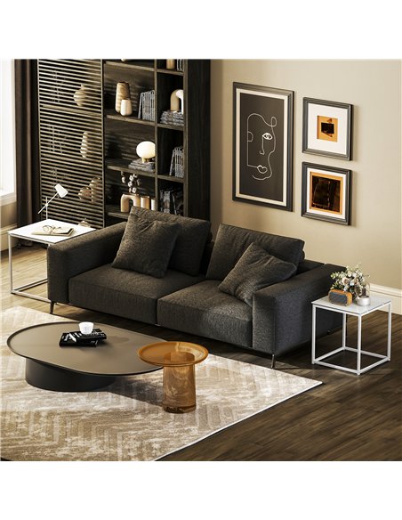 HOMCOM Nest of Tables, Set of 2 Coffee Table, Side Tables with Tempered Glass Desktop and Metal Frame for Living Room, Bedroom,  - pic 171155 | FastDaddyshop