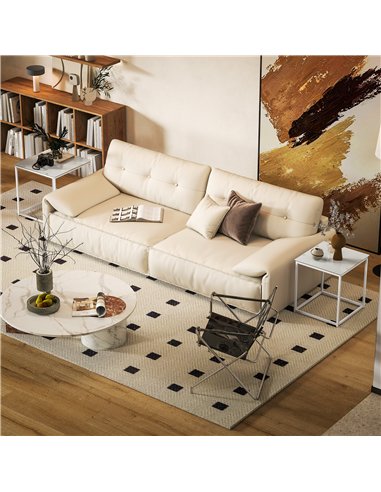 HOMCOM Nest of Tables, Set of 2 Coffee Table, Side Tables with Tempered Glass Desktop and Metal Frame for Living Room, Bedroom, 