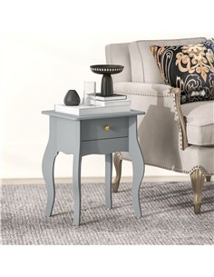 HOMCOM French Style Side Table with Drawer - Grey 2
