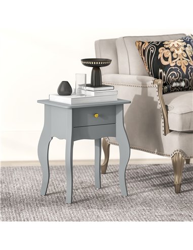 HOMCOM French Style Side Table with Drawer - Grey