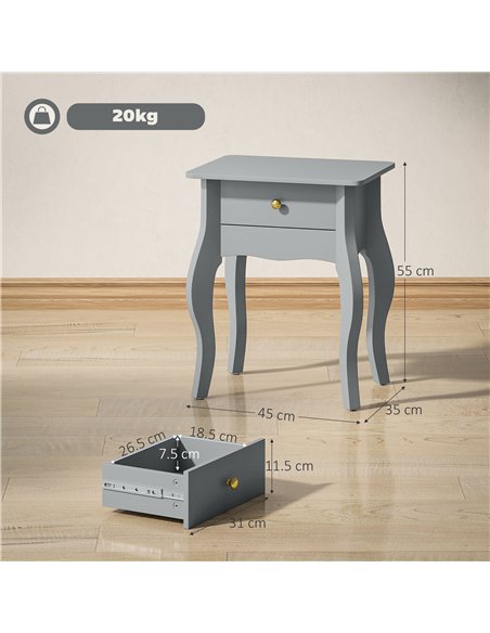HOMCOM French Style Side Table with Drawer - Grey - pic 171170 | FastDaddyshop