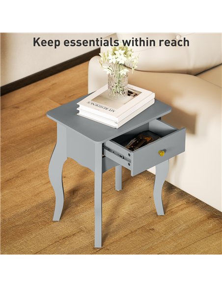 HOMCOM French Style Side Table with Drawer - Grey - pic 171172 | FastDaddyshop