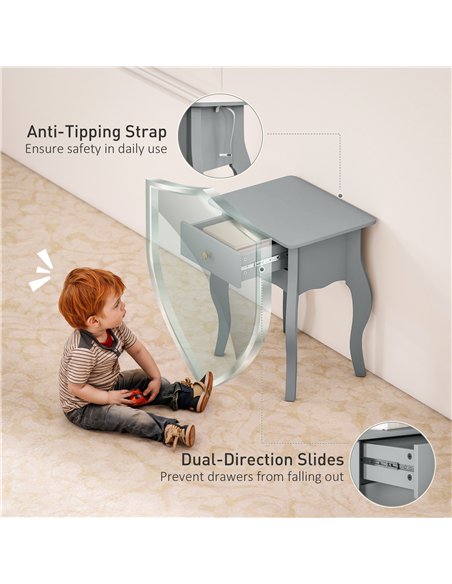 HOMCOM French Style Side Table with Drawer - Grey - pic 171173 | FastDaddyshop