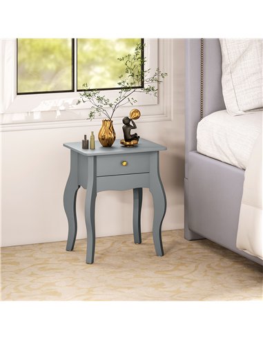 HOMCOM French Style Side Table with Drawer - Grey