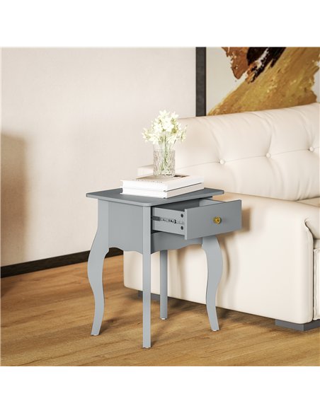 HOMCOM French Style Side Table with Drawer - Grey - pic 171176 | FastDaddyshop