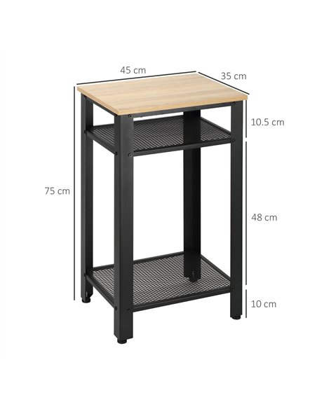 HOMCOM Tall Side Table Set of 2 with 3 Layer, 2 Shelves Storage Display Industrial-Style, Metal Frame, Bedside End Table for Liv - pic 171179 | FastDaddyshop
