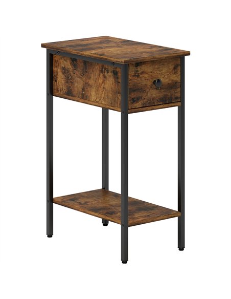 HOMCOM Narrow Side Table with Drawer and Storage Shelf - Rustic Brown - pic 171204 | FastDaddyshop