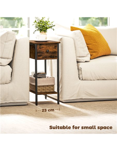 HOMCOM Narrow Side Table with Drawer and Storage Shelf - Rustic Brown - pic 171208 | FastDaddyshop