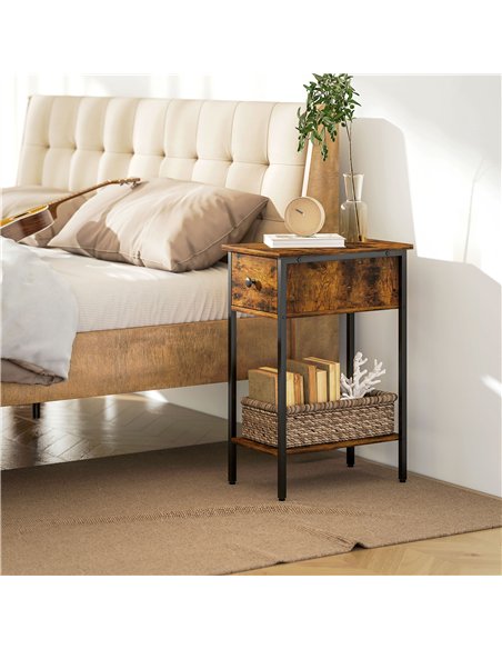 HOMCOM Narrow Side Table with Drawer and Storage Shelf - Rustic Brown - pic 171210 | FastDaddyshop