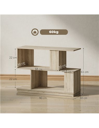 HOMCOM S-Shaped Side Table - Natural Wood Finish
