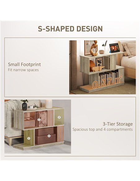 HOMCOM S-Shaped Side Table - Natural Wood Finish - pic 171225 | FastDaddyshop
