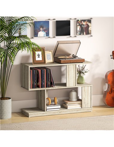 HOMCOM S-Shaped Side Table - Natural Wood Finish