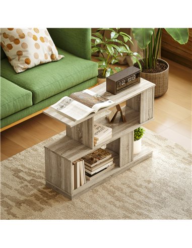 HOMCOM S-Shaped Side Table - Natural Wood Finish