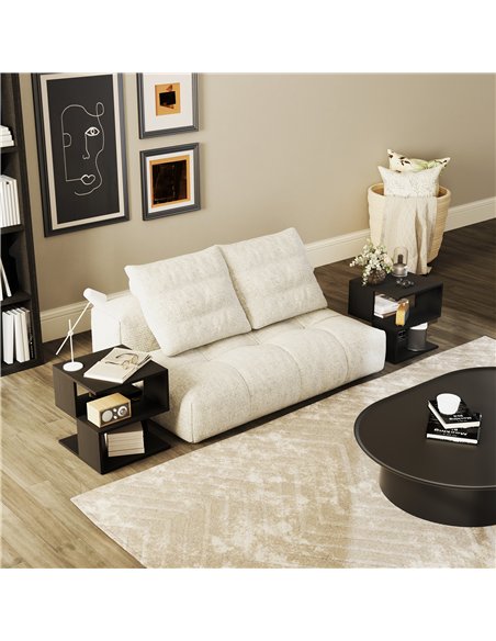 HOMCOM Set of 2 Side Table Square Coffee Table, Modern End Table with 2 Tier Storage Shelves for Living Room, Bedroom, Black - pic 171232 | FastDaddyshop