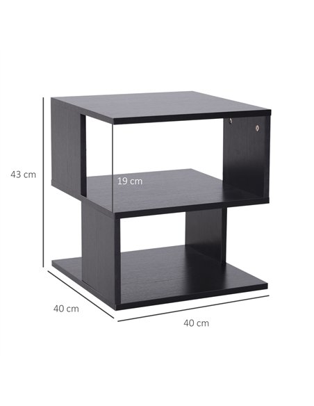 HOMCOM Set of 2 Side Table Square Coffee Table, Modern End Table with 2 Tier Storage Shelves for Living Room, Bedroom, Black - pic 171233 | FastDaddyshop