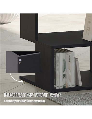 HOMCOM Set of 2 Side Table Square Coffee Table, Modern End Table with 2 Tier Storage Shelves for Living Room, Bedroom, Black