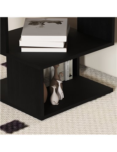 HOMCOM Set of 2 Side Table Square Coffee Table, Modern End Table with 2 Tier Storage Shelves for Living Room, Bedroom, Black