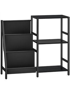 HOMCOM 3-Tier Record Player Stand, End Table for Living Room, Bedroom - Black Wood Effect