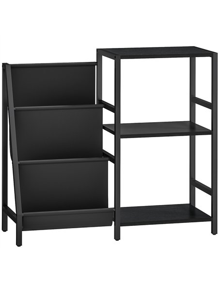 HOMCOM 3-Tier Record Player Stand, End Table for Living Room, Bedroom - Black Wood Effect - pic 171240 | FastDaddyshop