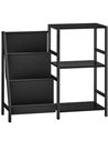 HOMCOM 3-Tier Record Player Stand, End Table for Living Room, Bedroom - Black Wood Effect